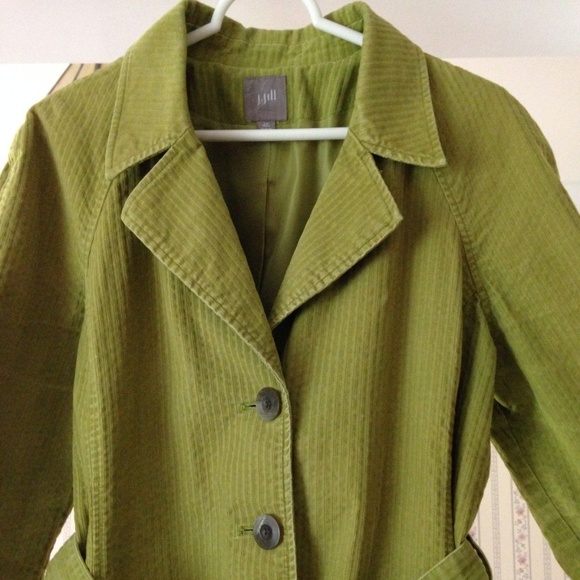 J Jill Jacket Coat Green Corduroy Belt *Read - Picture 3 of 8